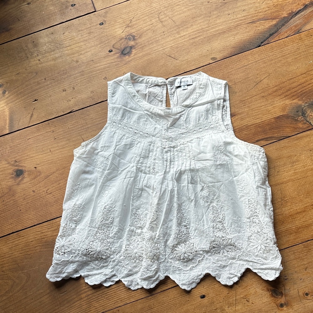 Evereve Ivory Sleeveless Lace Blouse